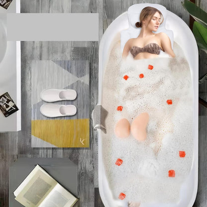 Suction Cup Bath Pillow Mat – 96 Ergonomic Non-Slip Cushion for Head & Back Support, Spa-Like Comfort for Adults