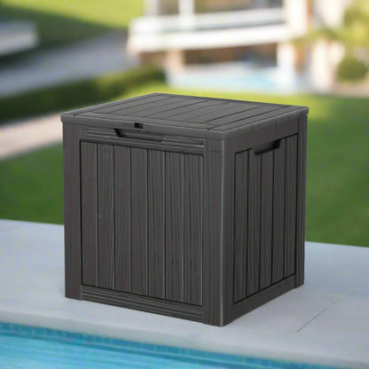 Black Outdoor Storage Box - 30 -Gallon Weatherproof Garden Organizer for Patio, Poolside, and Backyard Supplies