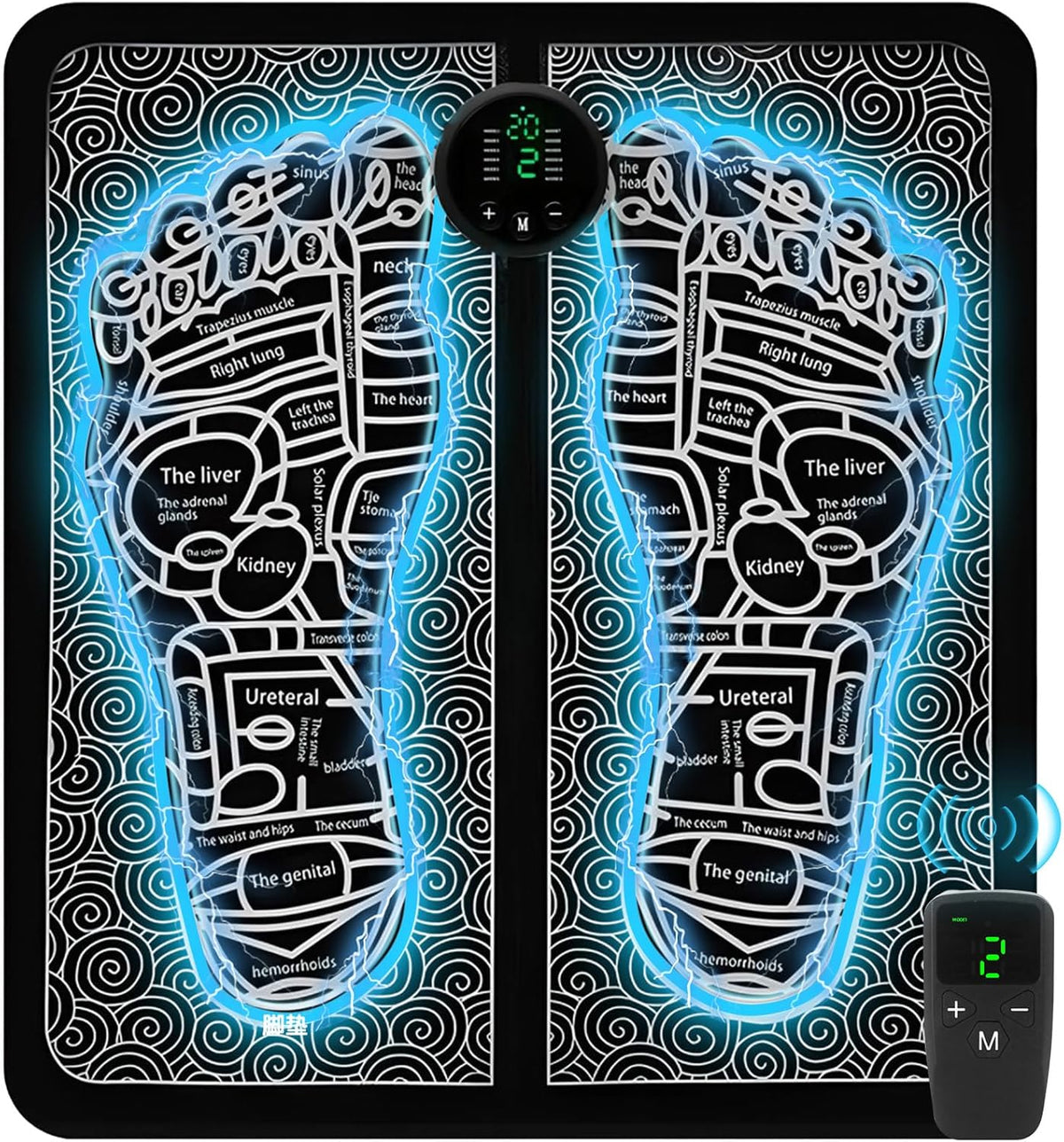 EMS Foot Massager with Remote Control – 12 Modes, 19 Intensity Levels for Muscle Relaxation, Improved Circulation, and All-Day Comfort at Home