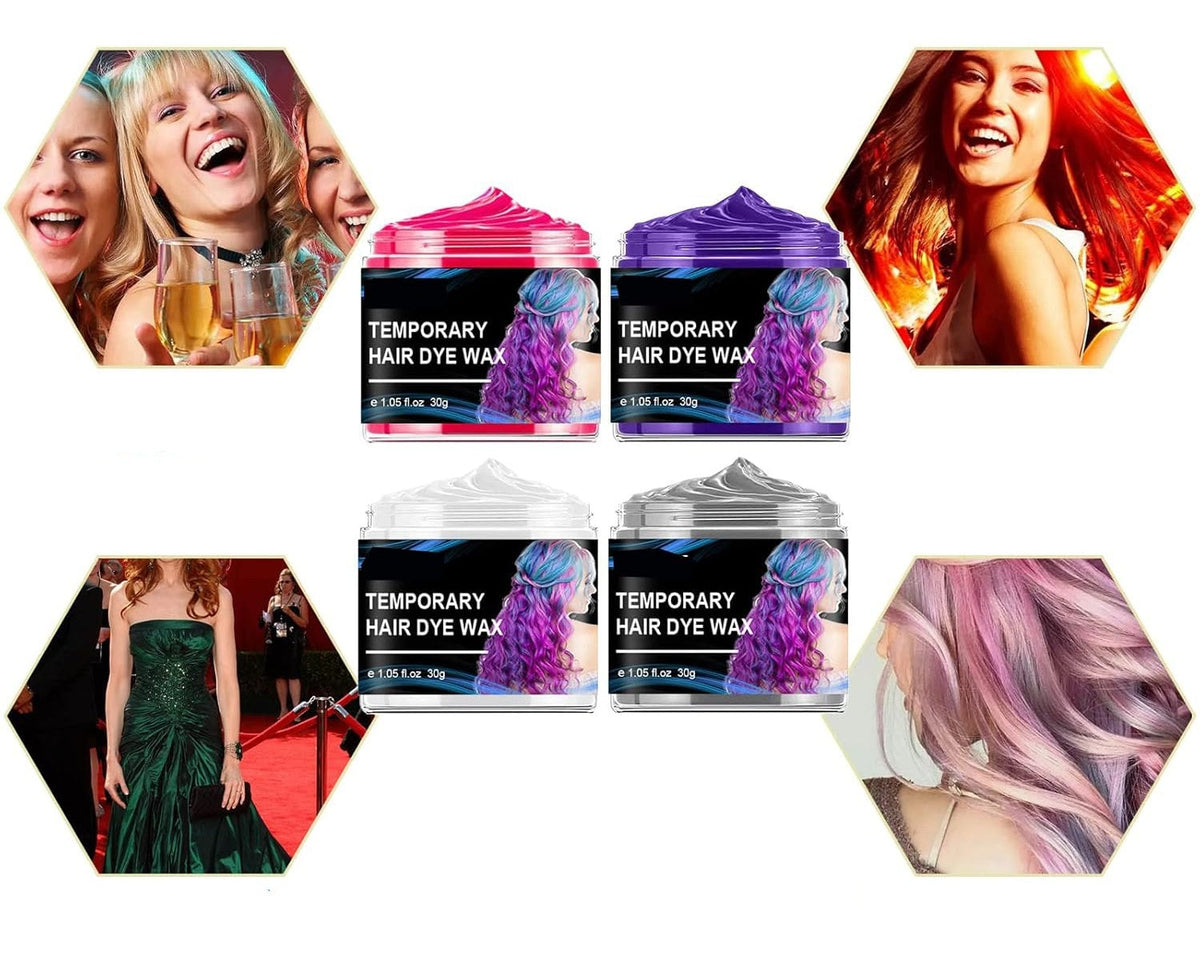 Temporary Hair Dye Wax Set – Washable Disposable Party Styling Cream for DIY Fashion Coloring, Nourishing Cream, and Fun Hairstyles