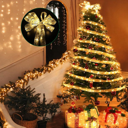 Christmas Ribbon Fairy String Lights – DIY Decorative Bow Lights for Christmas Trees, Holiday Home Decorating, Xmas and New Year Seasonal Ornament