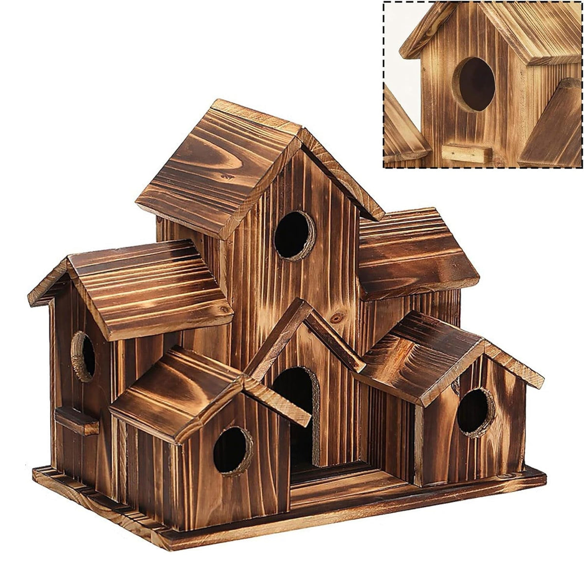 Outdoor Natural Hanging Wooden Bird House – Birdhouse for Hummingbirds and Cardinals, Decorative Garden and Yard Shelter