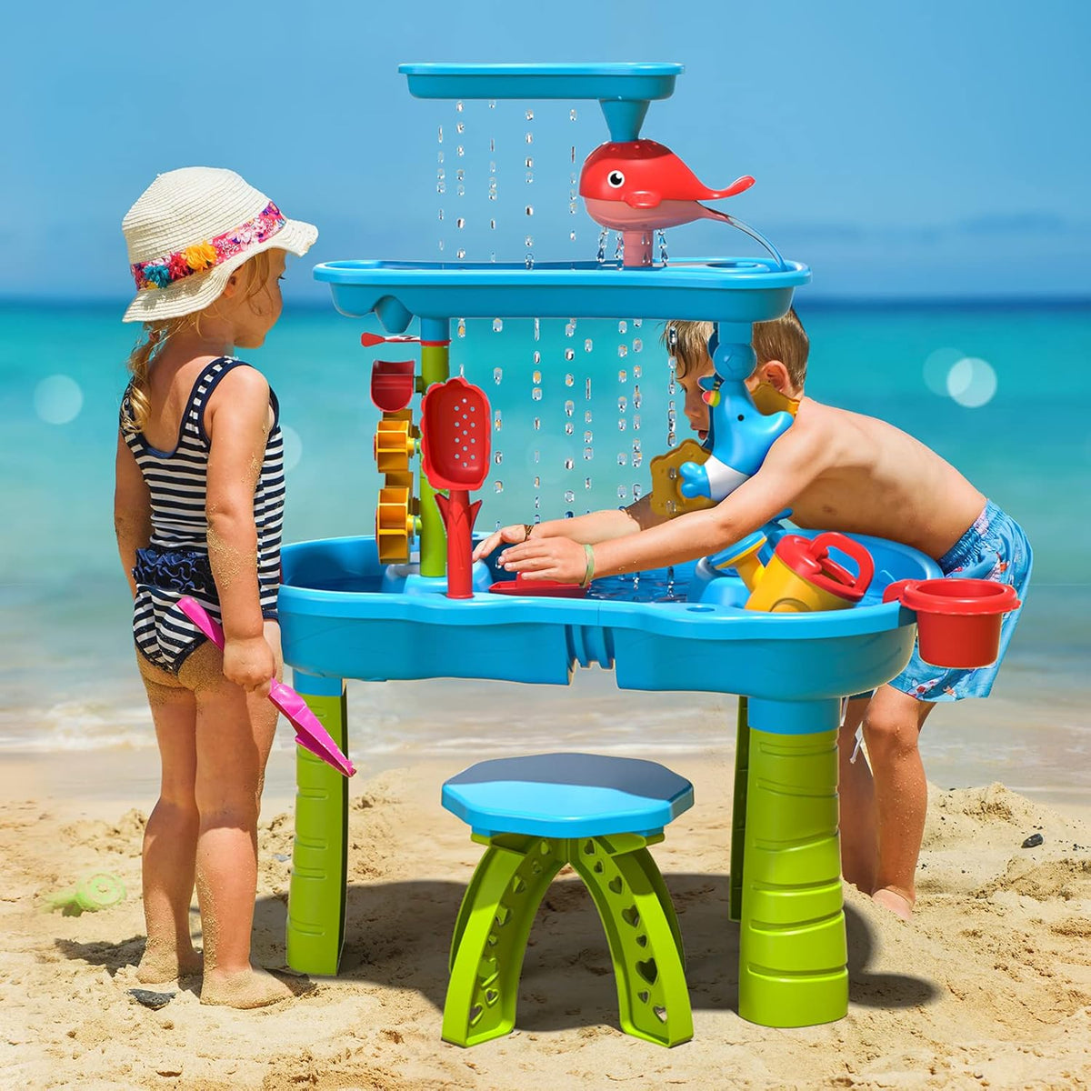 Children’s Sand & Water Play Table – Outdoor Beach Toy Set for Kids Ages 3–5, Creative DIY Fun for Boys & Girls