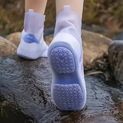 Anti-Slip Two-Tone Waterproof Shoe Covers – Washable Protective Overshoes with Adjustable Button Closure for Rain, Snow & Outdoor Weather Protection