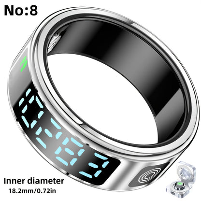 Smart Fitness Ring with Digital Display – Tracks Steps, Sleep & Swimming with Waterproof Unisex Minimal Design