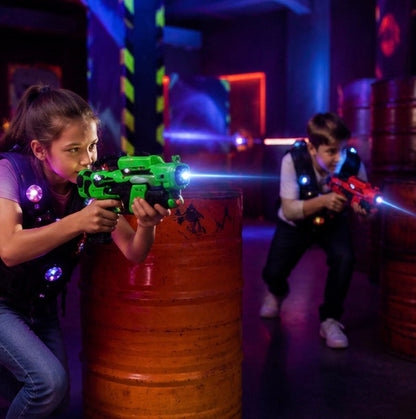 Interactive Infrared Laser Tag Set - Battle Game with Electronic Blasters for Kids Group Play and Family Fun