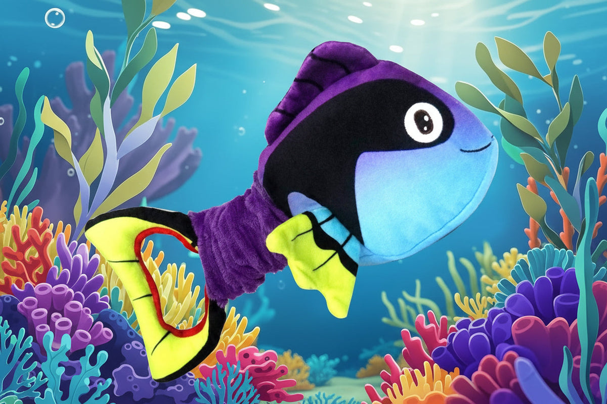 Interactive Squeaky Clownfish Dog Toy – Durable Plush Tug & Chew Toy for Small and Large Dogs with Fun Sound Effects for Play & Training