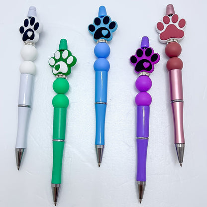 Paw Design Twistable Fine Point Silicone Ballpoint Pen Set - 5pcs Pens Ideal for School, Office, and Prize Gifts