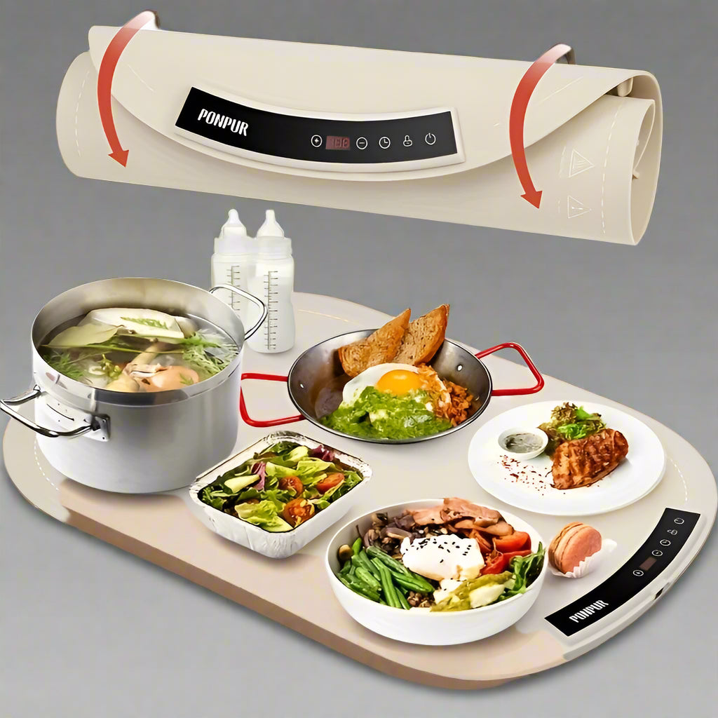 Electric Warming Mat for Food – Foldable Silicone Hot Plate Tray with 3 Temp Settings, Full Surface Heating & Auto Shut-Off for Buffets, Parties, and Family Dinners