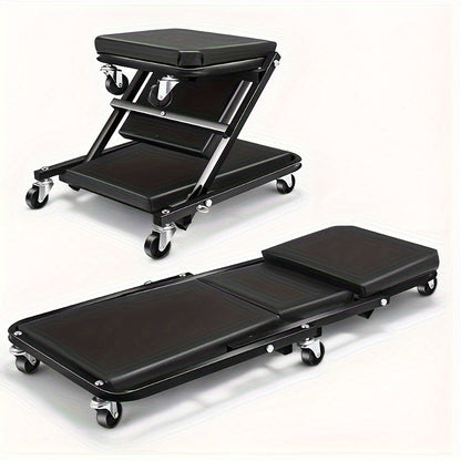 Rolling Creeper Seat & Garage Bed – 2-in-1 Ultimate Comfort & Flexibility for Car Repairs, Workshops, and DIY Mechanics