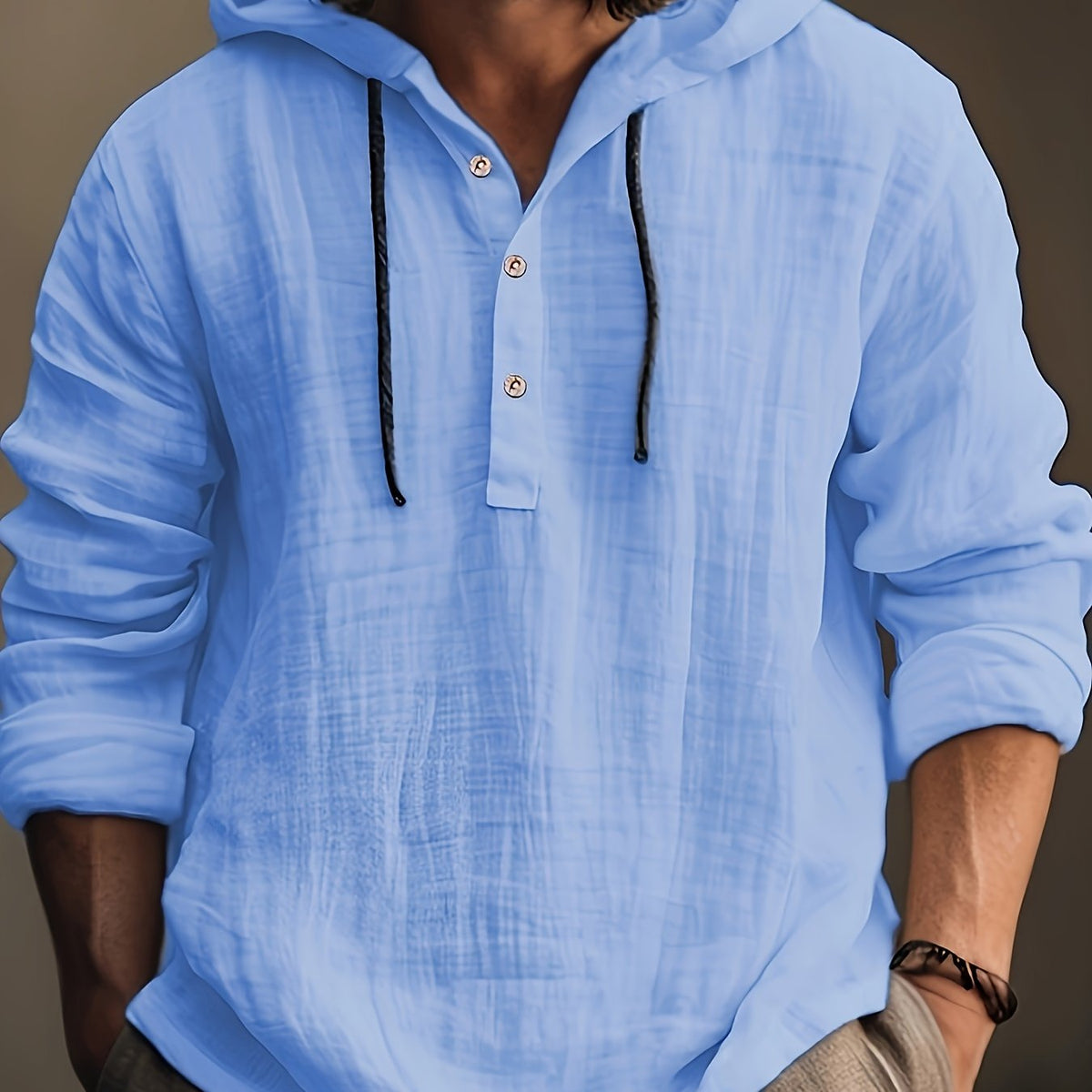 Men’s Cotton Hooded Shirt – Long Sleeve Casual Sweatshirt Top for Comfortable Spring and Autumn Daily Wear
