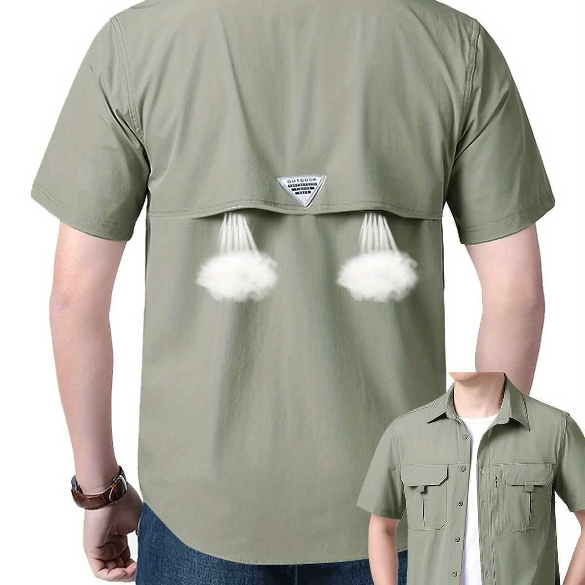 Men’s Quick-Dry Cooling Shirt – Short-Sleeve Lapel Design with Breathable Nylon-Spandex Fabric for Summer