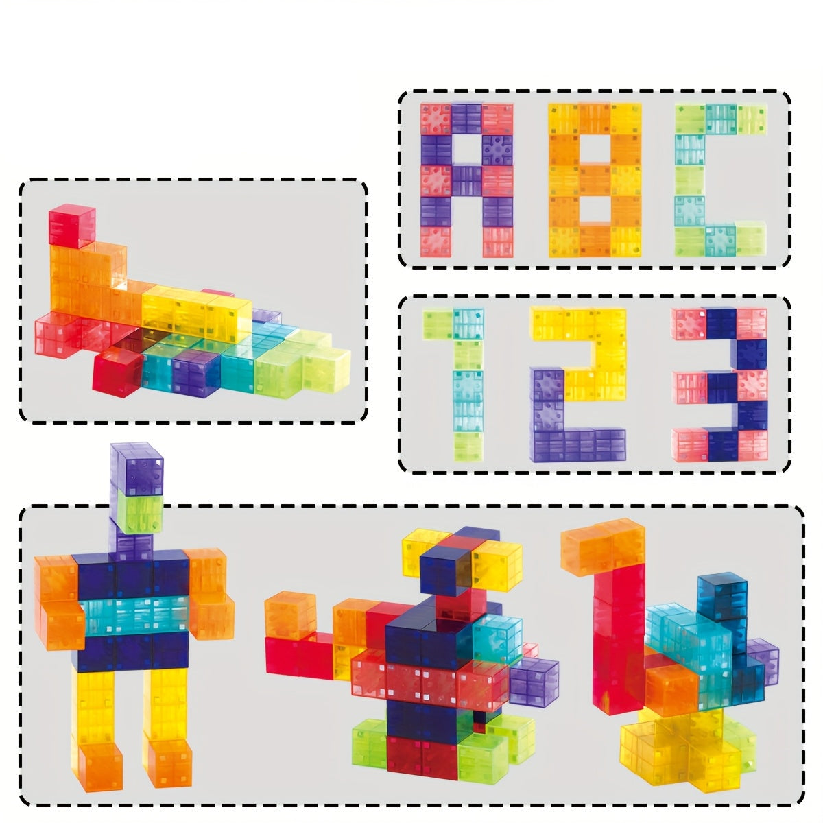 Magnetic Night-Light Blocks Set – 54-Piece Translucent Magnetic Cubes for Creative STEM Building & Toddler Development Play