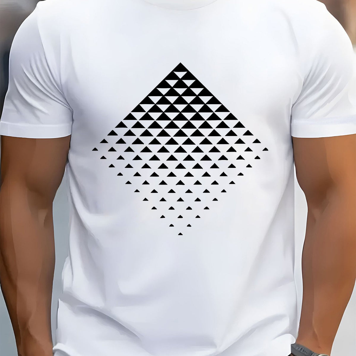 Men’s Black Mosaic Sports T-Shirt – Breathable Short Sleeve Tee for Comfortable Summer Fitness and Casual Wear