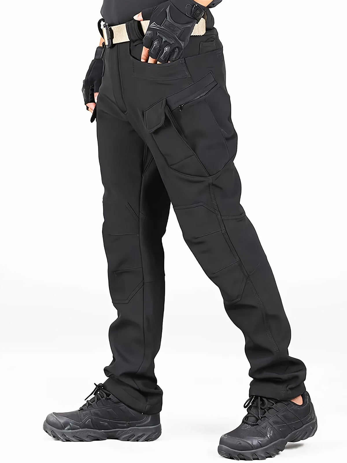 Men’s Fleece-Lined Waterproof Outdoor Set – Windproof Hooded Jacket & Pants with Multiple Pockets for Camping, Hiking & Rugged Adventure Comfort