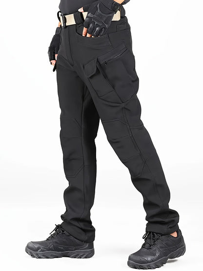 Men’s Fleece-Lined Waterproof Outdoor Set – Windproof Hooded Jacket & Pants with Multiple Pockets for Camping, Hiking & Rugged Adventure Comfort