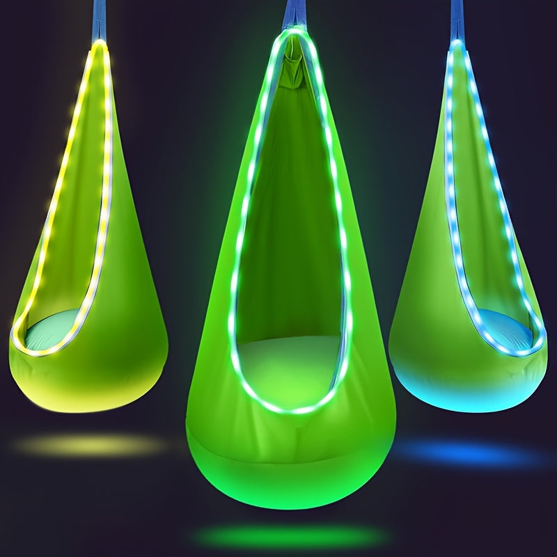 LED Light Hammock Set with Remote – Glowing Outdoor Bed with Adjustable Brightness for Patio, Camping, Birthdays & Holiday Gifting