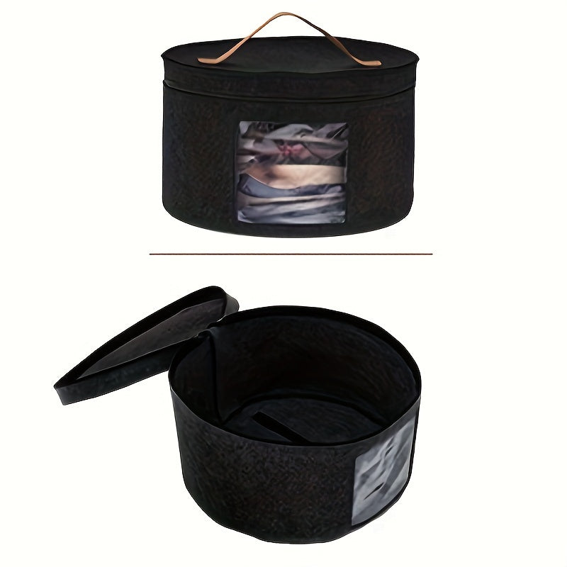 Large Capacity Round Travel Hat Storage Box - Portable Felt Organizer with Dustproof Lid, Spacious Interior, and Versatile Design for Storing Hats, Toys, and Clothes - Perfect for Travel, Closet Organization, and Gift Giving