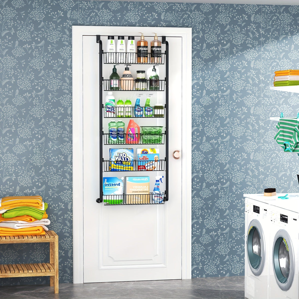 Over the Door Pantry Organizer – Space-Saving Multi-Tier Storage Rack for Kitchen, Bathroom, or Closet Organization with Sturdy Adjustable Hooks for Easy Setup