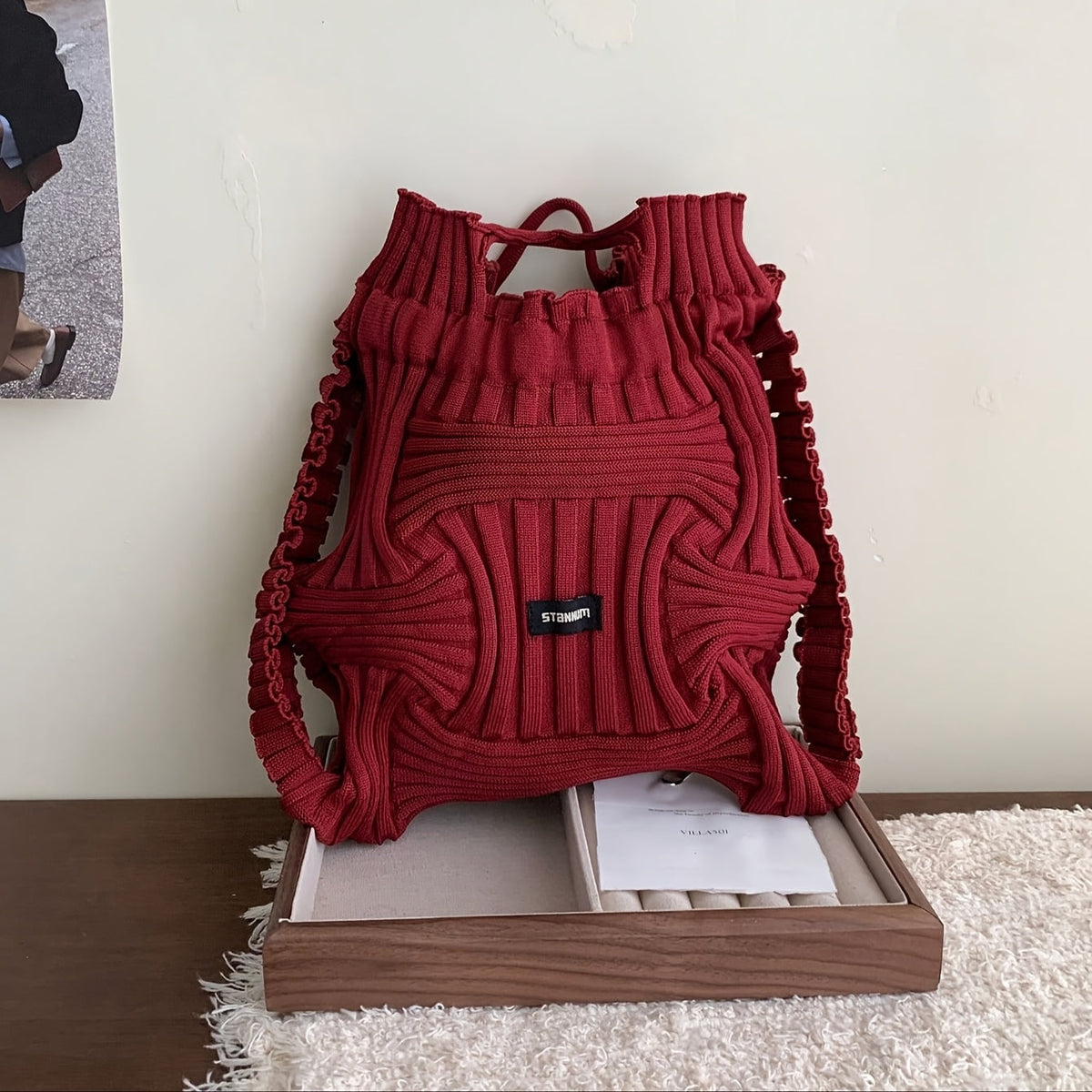 Japanese Korean Style Knit Tote Bag – Multi-Functional Casual Handbag, Shoulder Bag, and Backpack for Travel, Coffee, and Daily Use