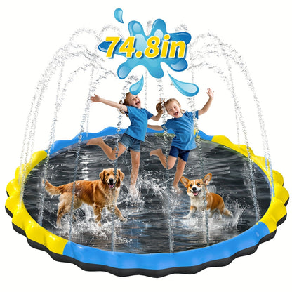 Heavy Duty Splash Pad with Sprinkler – Summer Outdoor Water Toy for Kids Ages 3-12 and Large Dogs