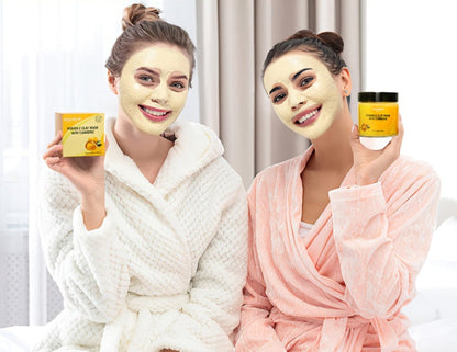 Turmeric Vitamin C Clay Face Mask – Deep Cleansing Kaolin Formula with Aloe Vera for Brightening and Evening Skin Tone