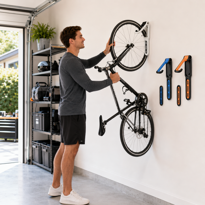 Bicycle Wall Mount Rack - Heavy Duty Bike Storage Hook for MTB and Road Bikes, Space Saving Garage Wall Organizer and Cycling Display Solution