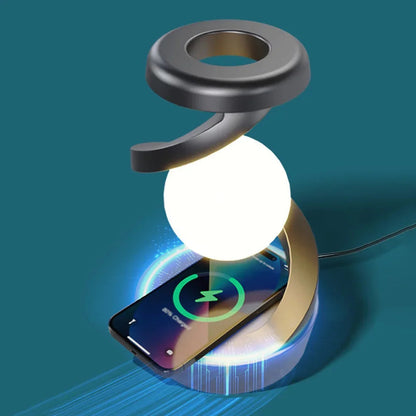 Levitating Moon Lamp – 3D Floating LED Light with Wireless Charging & RGB Glow