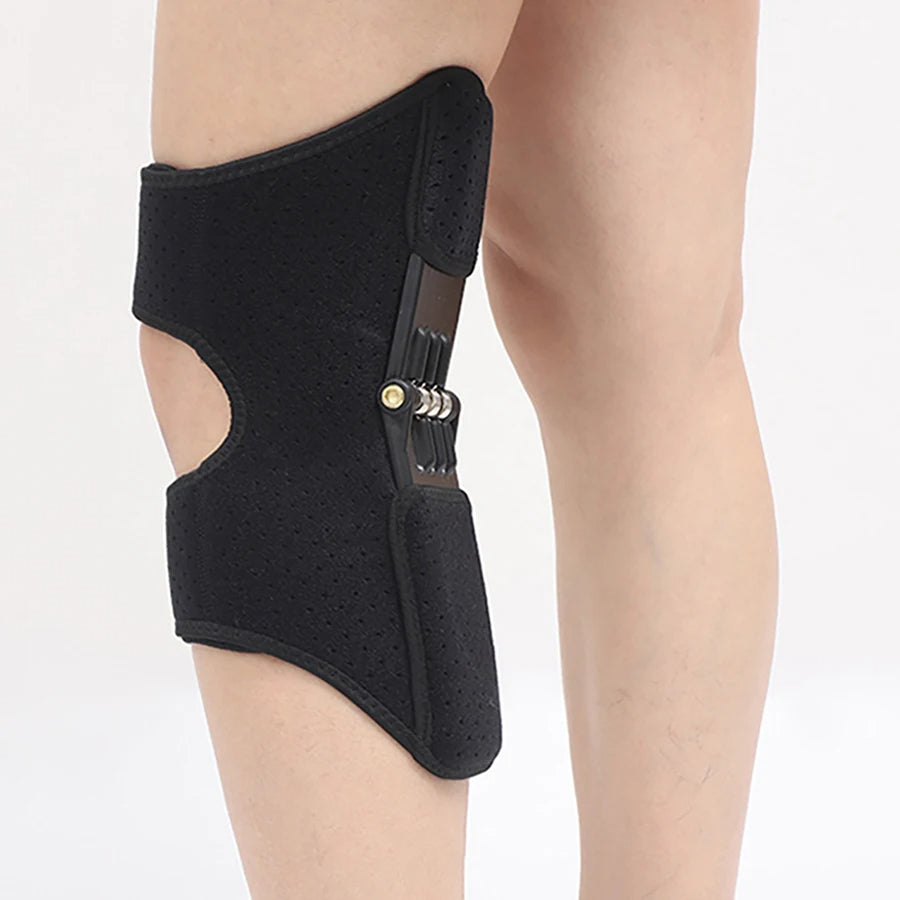 Knee Brace with Rebound Springs – Adjustable Sports Stabilizer Pads for Running with Hook and Loop Closure