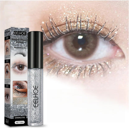 Diamond Glitter Mascara – Waterproof Galaxy Silver Sequins for Thick, Long-Lasting Eyelashes with Intense Curl Shine