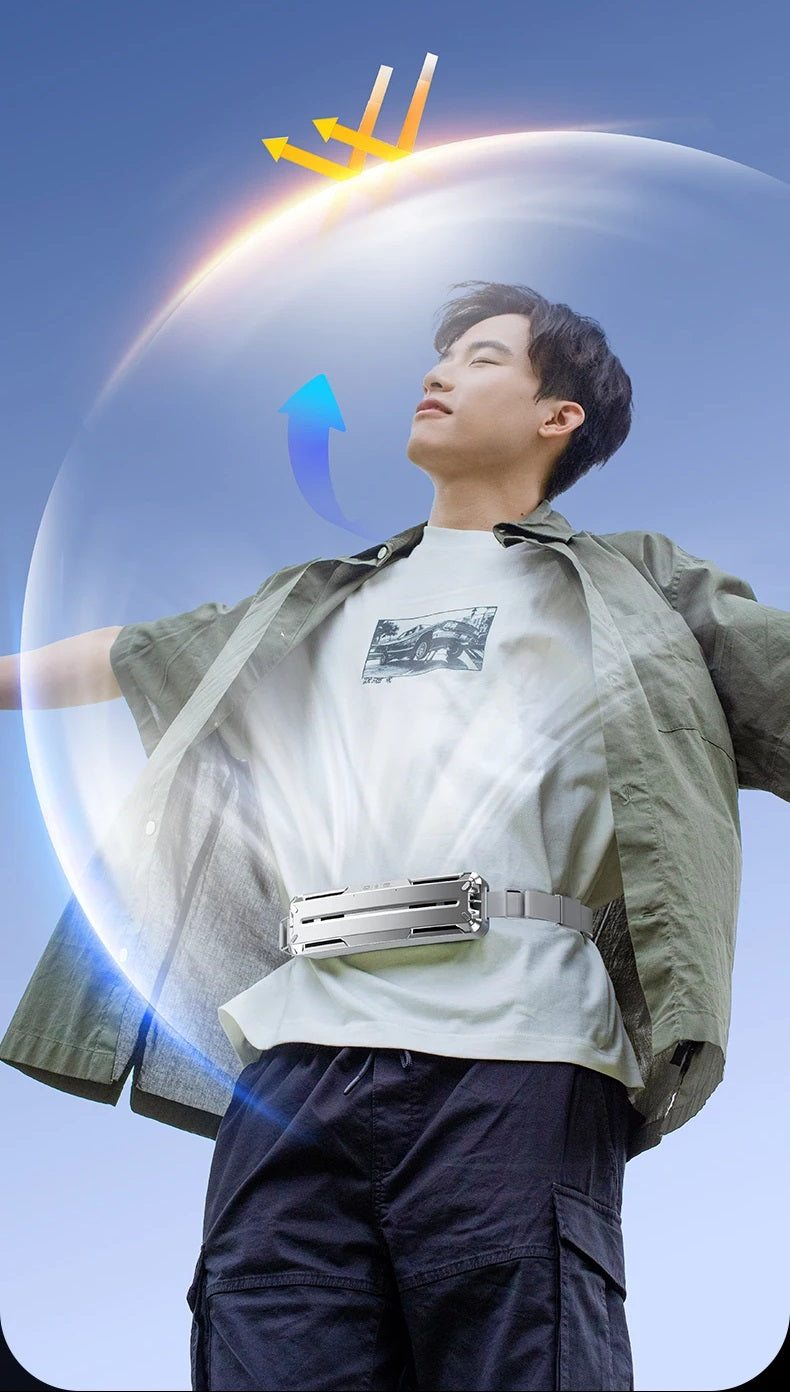 Portable Waist Fan with Neck Hanging Option – USB Rechargeable Mini Cooling Fan for Outdoor Work and Travel