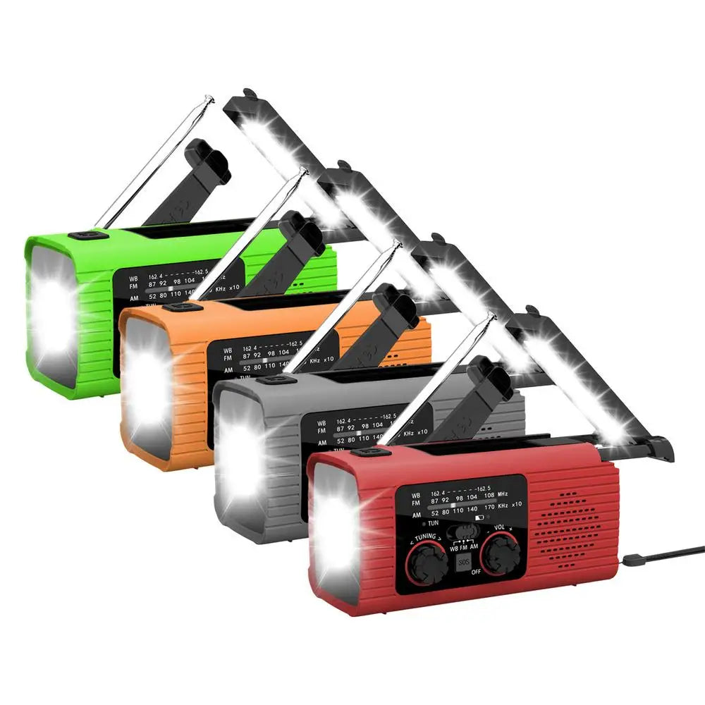 Portable Camping Solar Radio – Multi-Function Hand Crank Emergency Radio with Flashlight, NOAA Alerts, AM/FM, and 3-Way Charging for Survival