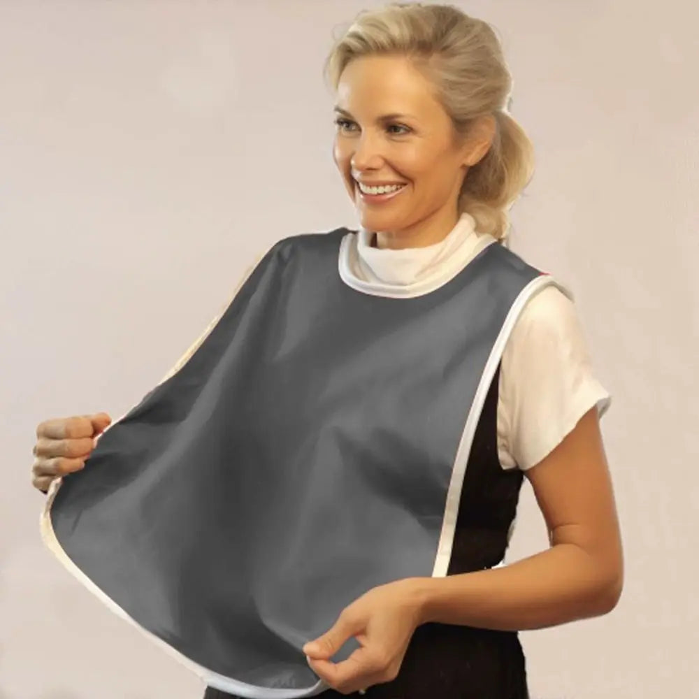 Adjustable Adult Bib – Machine Washable Red and Gray Fleece Bib for Elderly, Nursing, and Comfortable Everyday Protection