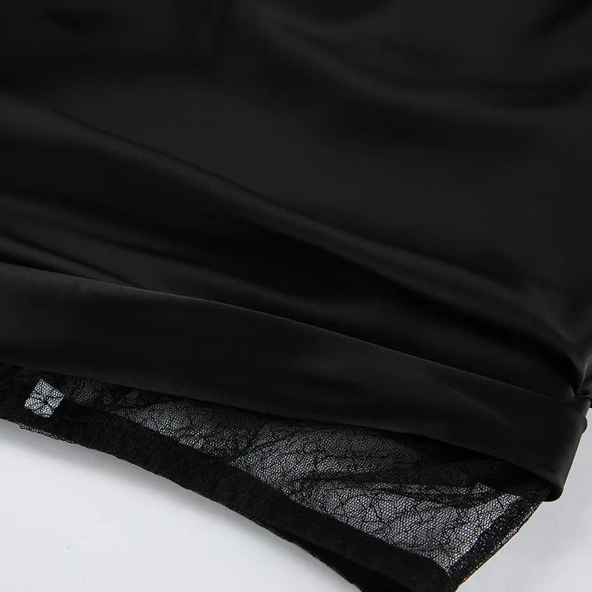 Women’s Black Lace Skirt – Asymmetrical A-Line Design with Fashionable Layered Splicing & Chic Modern Appeal