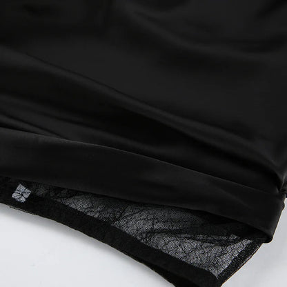 Women’s Black Lace Skirt – Asymmetrical A-Line Design with Fashionable Layered Splicing & Chic Modern Appeal