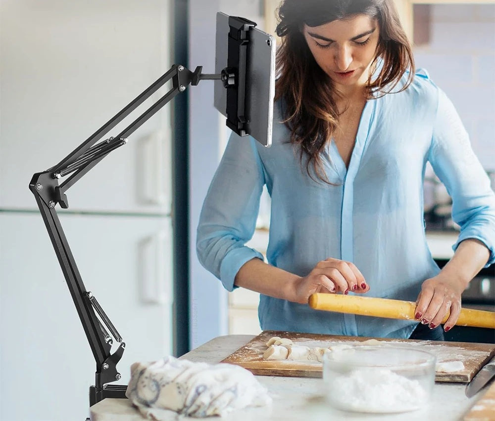 Rotatable Tablet Bed Stand – Long Arm Holder for iPad, Samsung & Xiaomi Tablets (4-12.9”) for Comfortable Viewing in Any Position