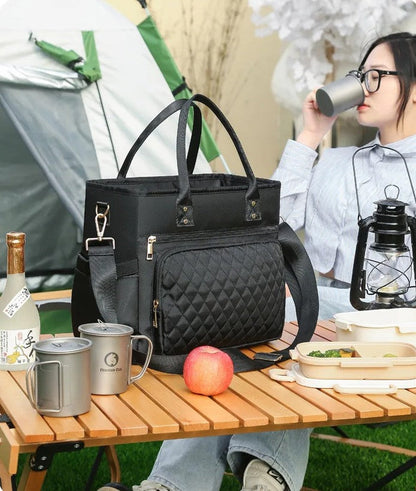 Chic Large-Capacity Lunch Tote Bag – Insulated & Waterproof for Work, Travel, Picnics & Mommy Essentials