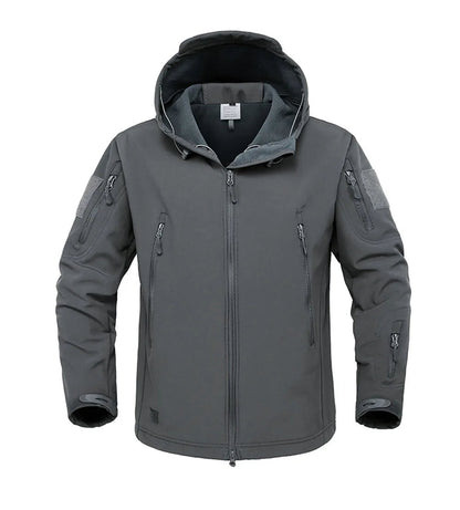 Tactical Military Shark Skin Jacket – Waterproof Softshell Combat Bomber Coat with Hood for Outdoor, Hiking, or Army Gear