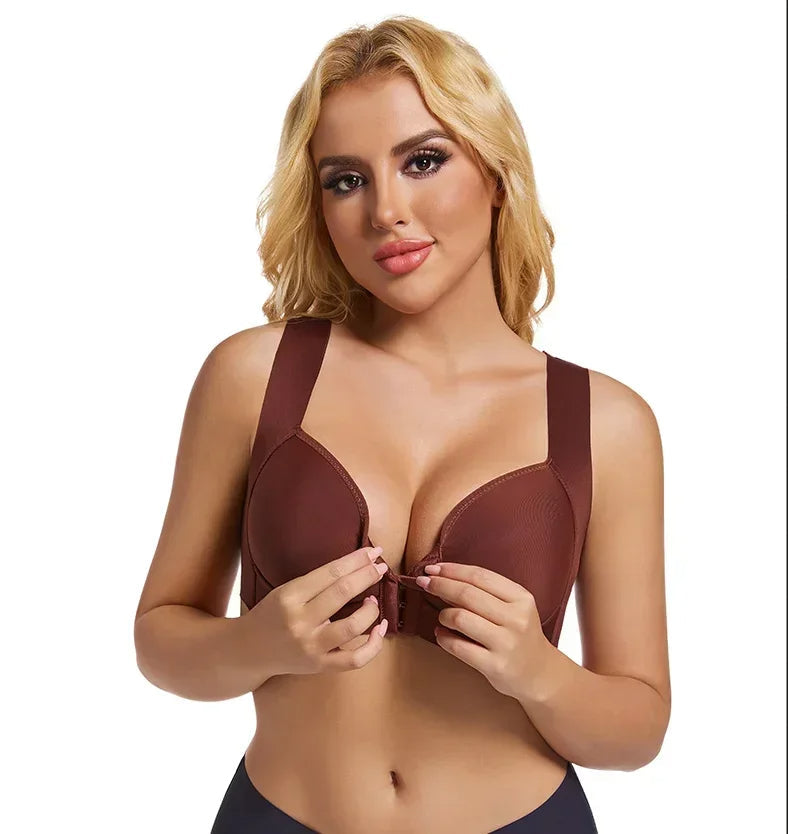Wireless Lace Push-Up Bra – Front Closure, Large Size, Traceless Beauty Back, Sexy Sports Lingerie for Everyday Comfort