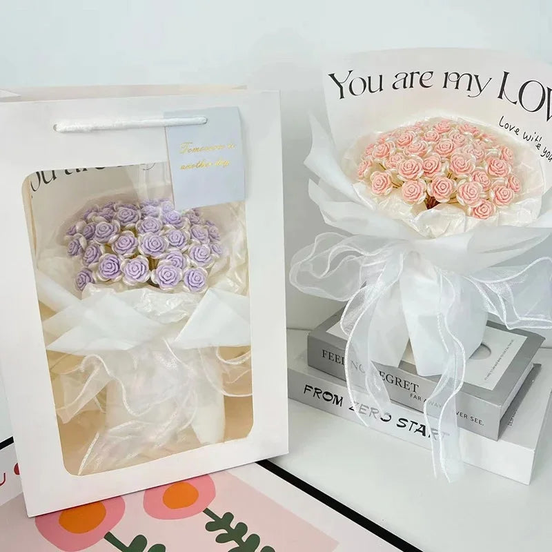 DIY Rose Bouquet Material Bag – 33pcs. Handmade Romantic Valentine’s Gift That Lasts Forever for Your Girlfriend or Loved One