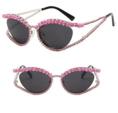 Diamond Cat Eye Hollow Concave Sunglasses – Trendsetting Street Photography Eyewear with Bold 3D Lens Shape for Fashion-Forward Women
