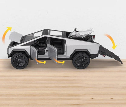Scale Cyber Pickup Truck Model – 1/24 Diecast Alloy Off-Road Vehicle with Sound & Light, Realistic Collectible Car Toy Gift for Kids