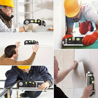 Multi-Purpose Laser Level Tool Kit – Easy Cross Line Laser with 8-Foot Tape Measure for Home Projects