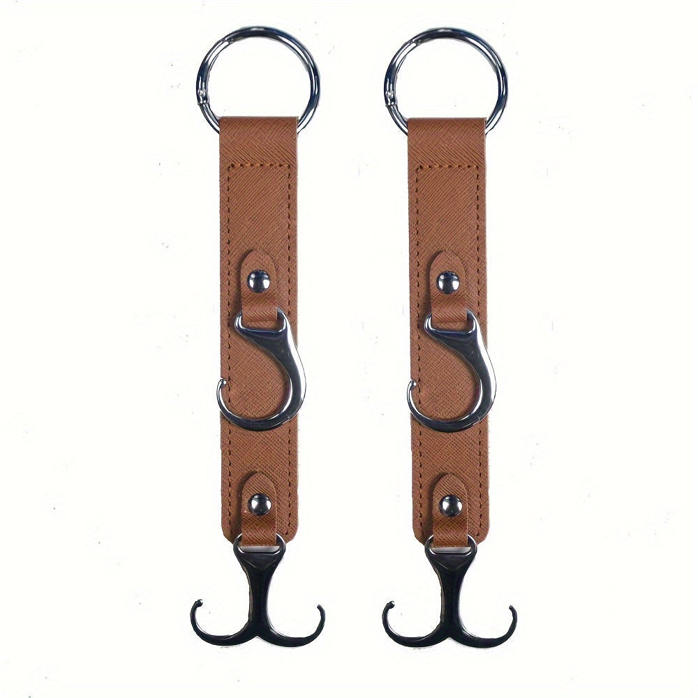 Faux Leather Car Seat Hooks – 2pcs Multi-Function Durable Headrest Hangers for Bags, Groceries, and Stylish Car Interior Organization