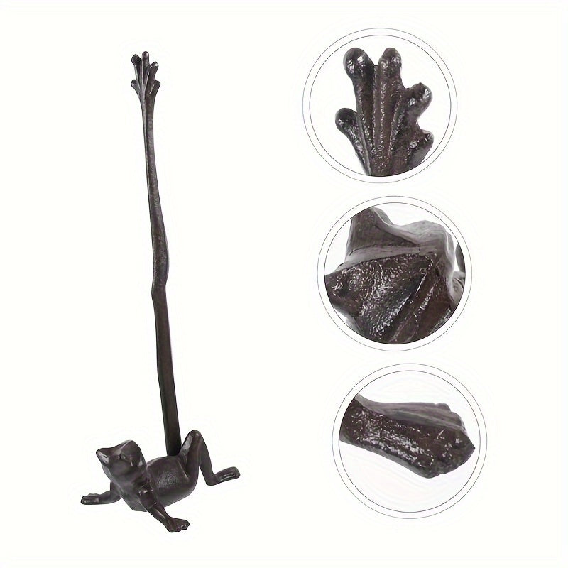 Rustic Frog Towel Holder – American Style Hand Towel Stand, Freestanding Toilet Paper Rack with Decorative Country Charm