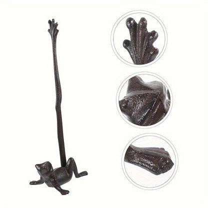 Rustic Frog Towel Holder – American Style Hand Towel Stand, Freestanding Toilet Paper Rack with Decorative Country Charm
