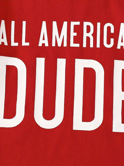 All-American Dude Baby Boys’ 2-Piece 4th of July Set – Red Patriotic T-Shirt & Stars-and-Stripes Shorts for Summer Independence Celebrations