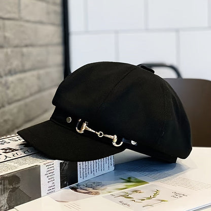 Elegant Women's Berets - Classic Black and White Woven Styles with Embossed Design, Hand Washable for Daily & Party Wear
