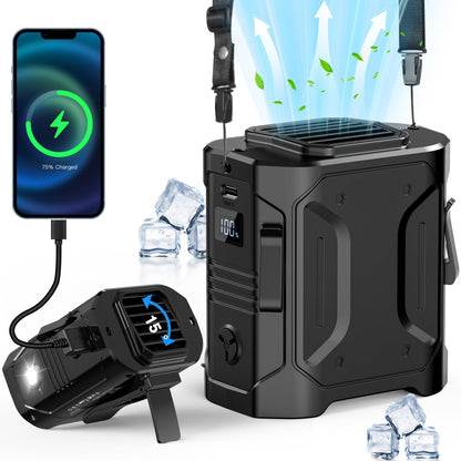 Portable Waist Fan – 10000mAh  Clip-On Hands-Free Wearable Cooling Fan with Flashlight and 5 Speeds for Camping and Travel