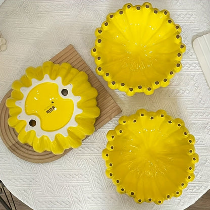 Banana-Shaped Ceramic Fruit Bowl – Vibrant Yellow Glossy Decorative Tableware for Home Dining, Hotel Restaurants, and Durable Everyday Kitchen Use